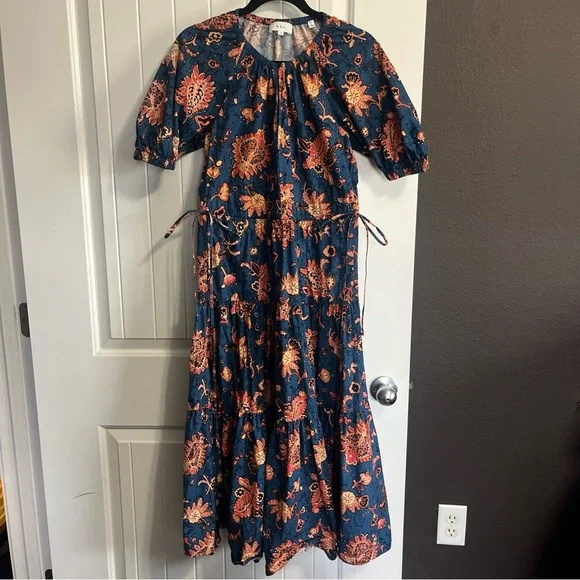 A.L.C. Mischa Dress SZ 4 DESIGNER $495 Cotton Boho Festival Tiered Maxi Natural - Picture 6 of 10